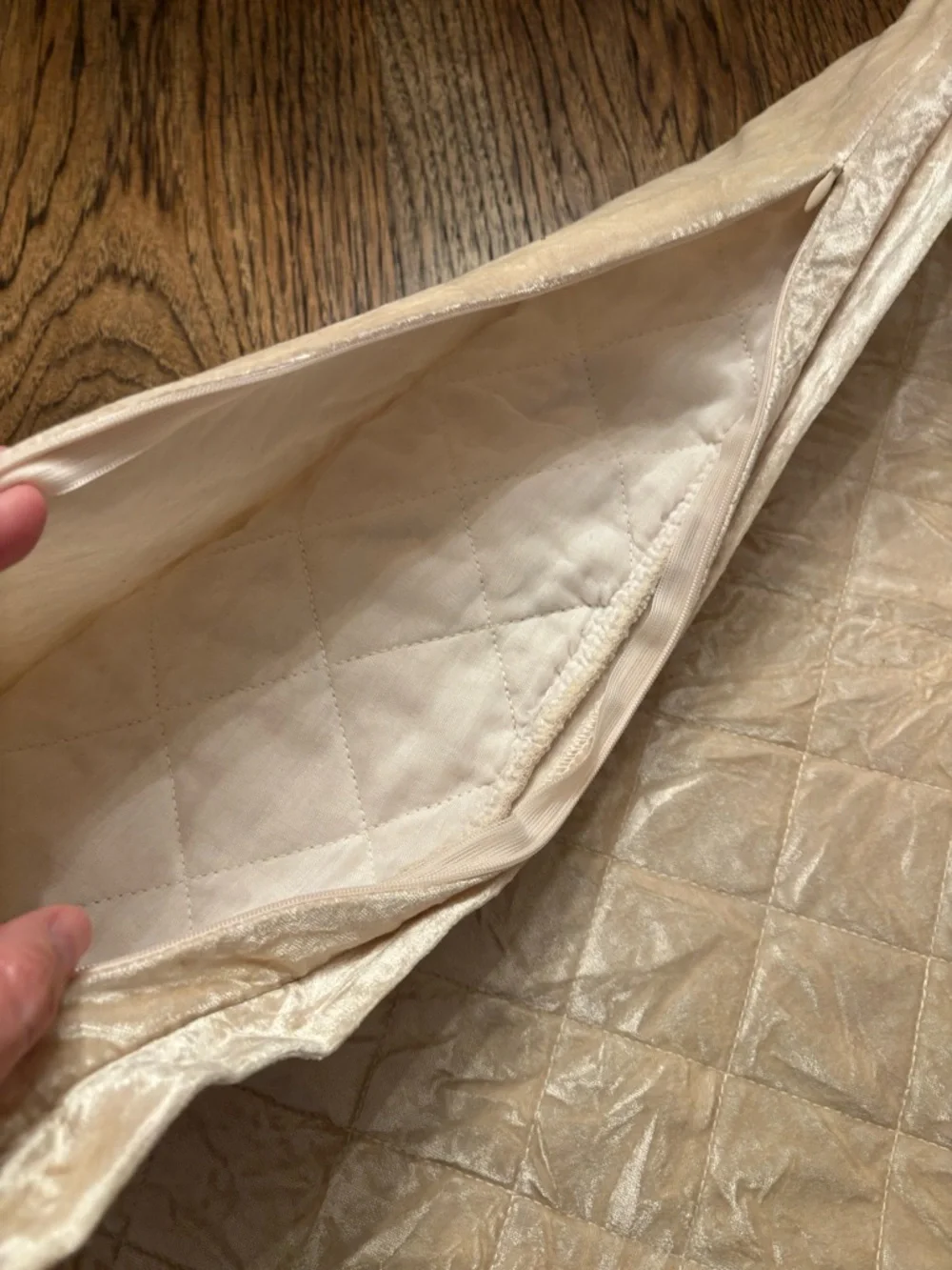 Lili Alessandra Champagne Quilted Velvet Euro Pillow Cover 26” Luxury Designer
